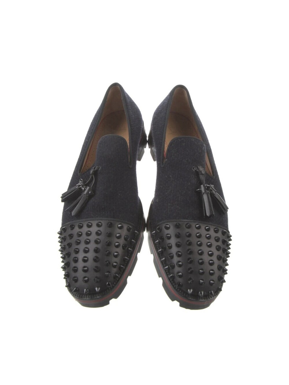 CHRISTIAN LOUBOUTIN Rossini Flat navy spike lug sole EU41
